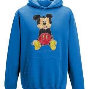 Felpa con cappuccio per bambini/neonati, abbigliamento casual con Topolino e grafica disegnata a mano /S M XL Sapphire Blue