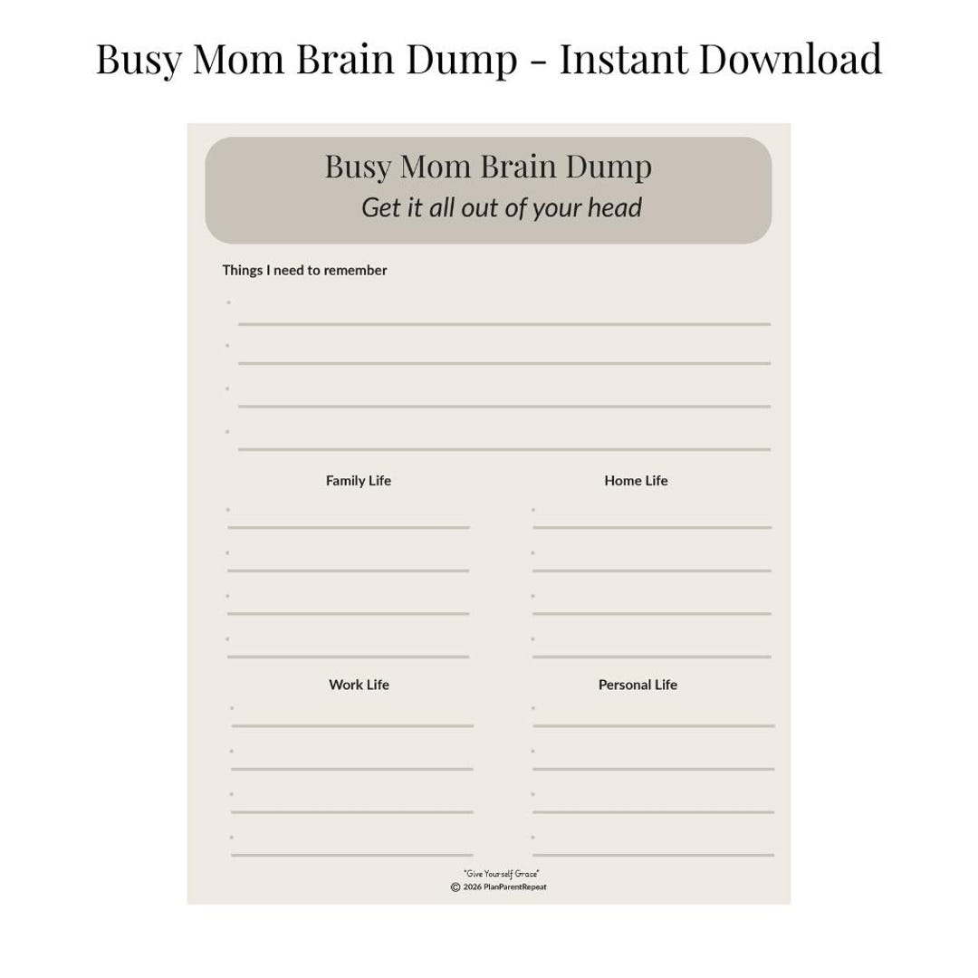 Busy Mom Brain Dump - Printable Planner to Organize Your Week - Etsy