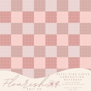 Petal Pink Check | Seamless Pattern | Composition Notebook Template