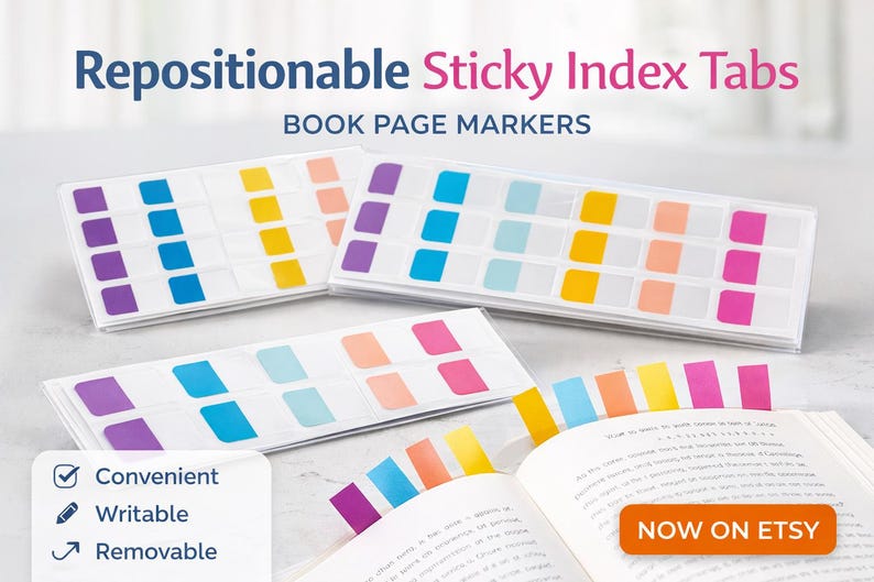 Repositionable Sticky Index Tabs S M L | Writable Removable Book Page ...