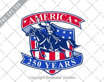 Paul Revere American Patriot Ride America 250 Anniversary Retro Clipart (eps, svg, png, jpg)