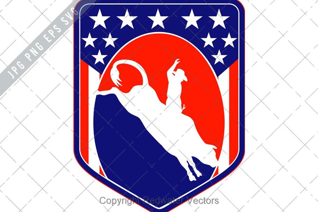 American Rodeo Cowboy Bull Riding Logo EPS SVG Jpg Png Clipart - Etsy