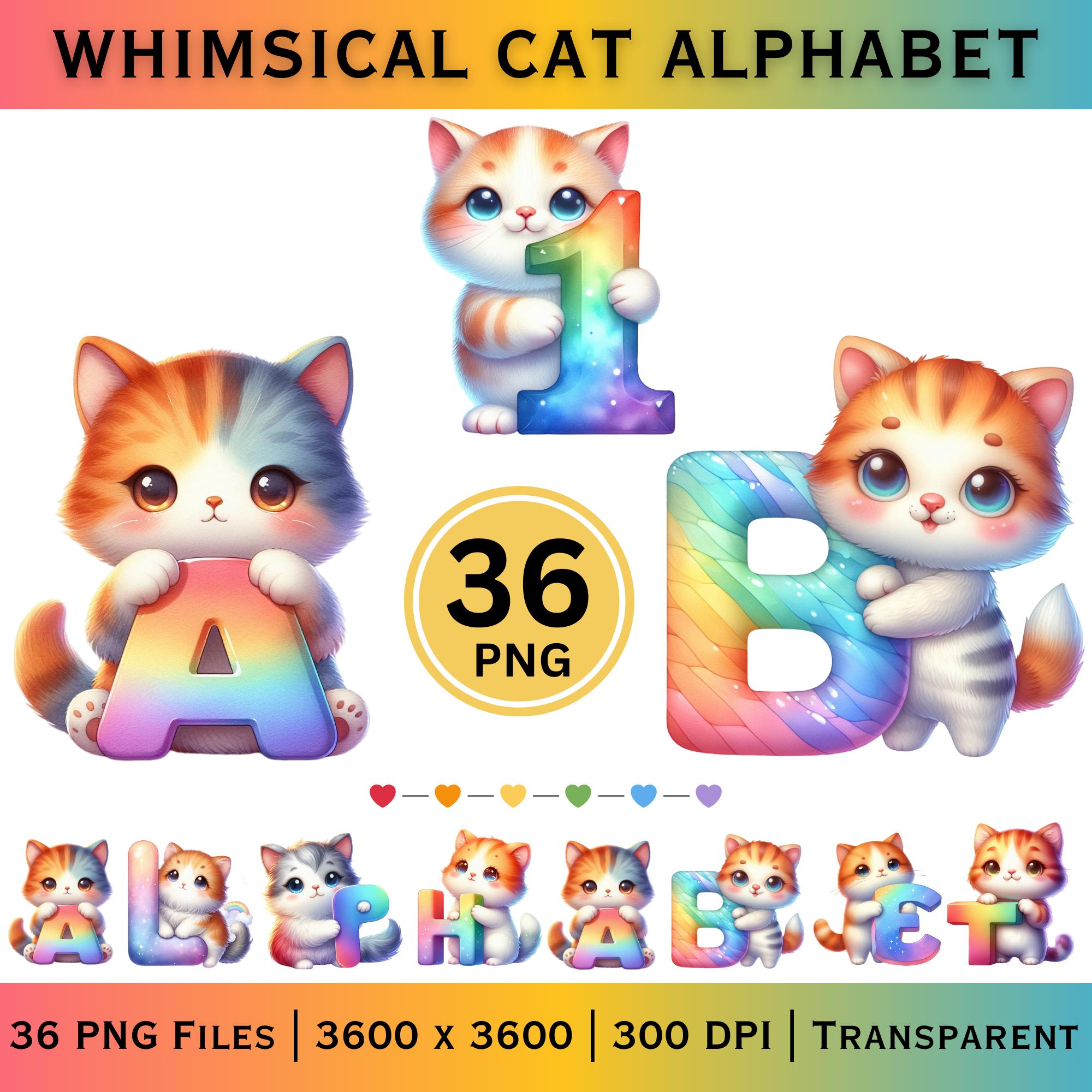 Cat Alphabet PNG, Nursery Alphabet, Pastel Digital Letters Bundle - Etsy
