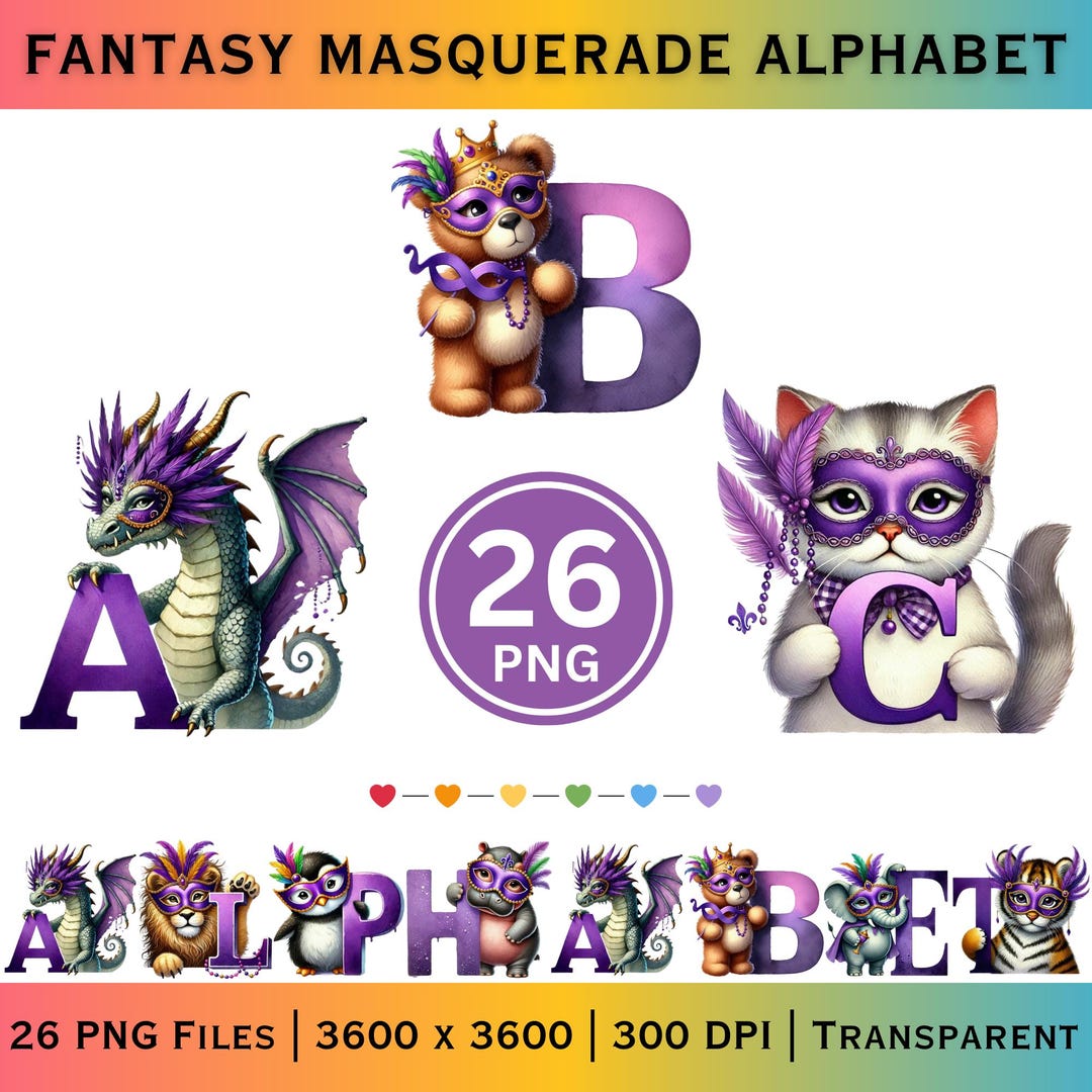 Fantasy Alphabet Clipart, Pastel Alphabet PNG Set, Printable Letters - Etsy