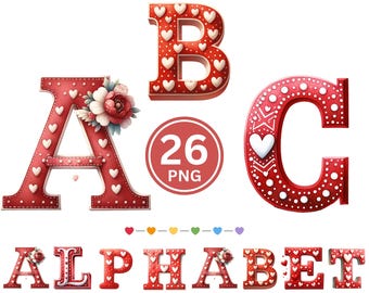 Hartalfabet PNG A–Z liefdesbrievenset voor valentijnsknutsels