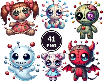Voodoo Doll PNG Clipart Bundle, Gothic Halloween Characters, Dark Art PNG (Digital Download)