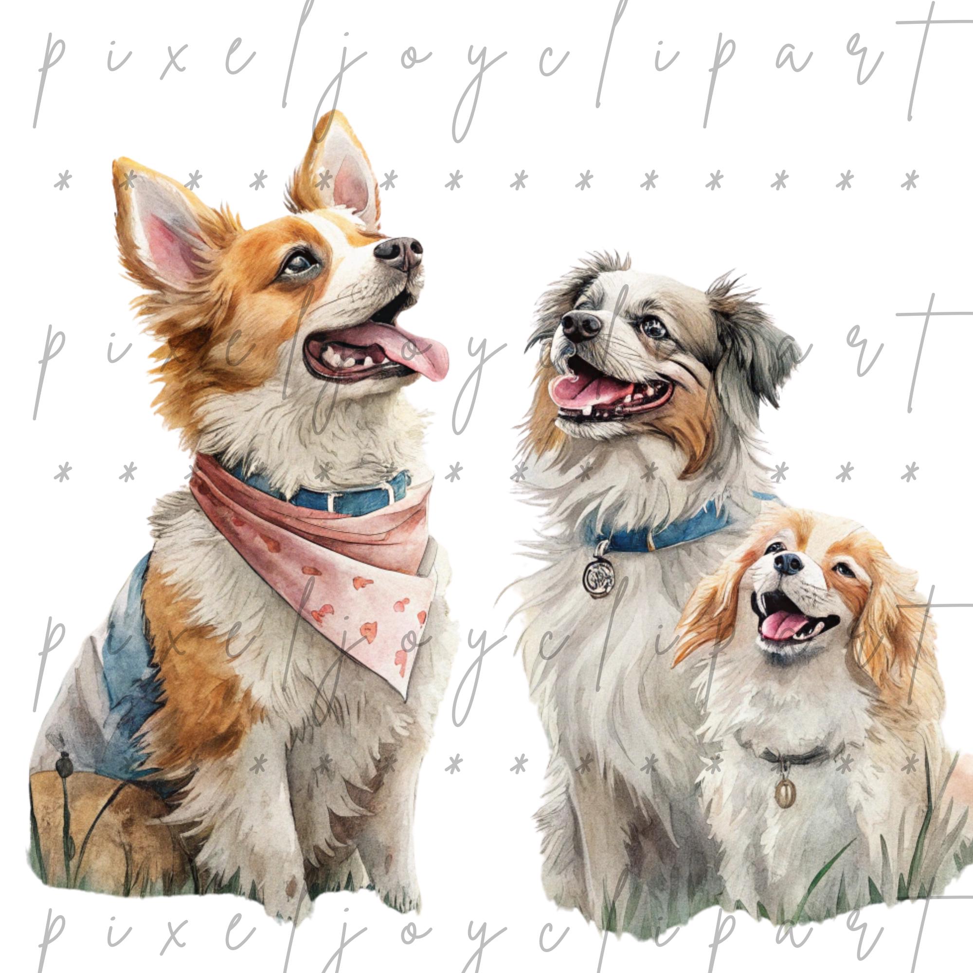 Dog Clipart PNG Bundle, Funny Cartoon Pets, 300 Dpi - Etsy