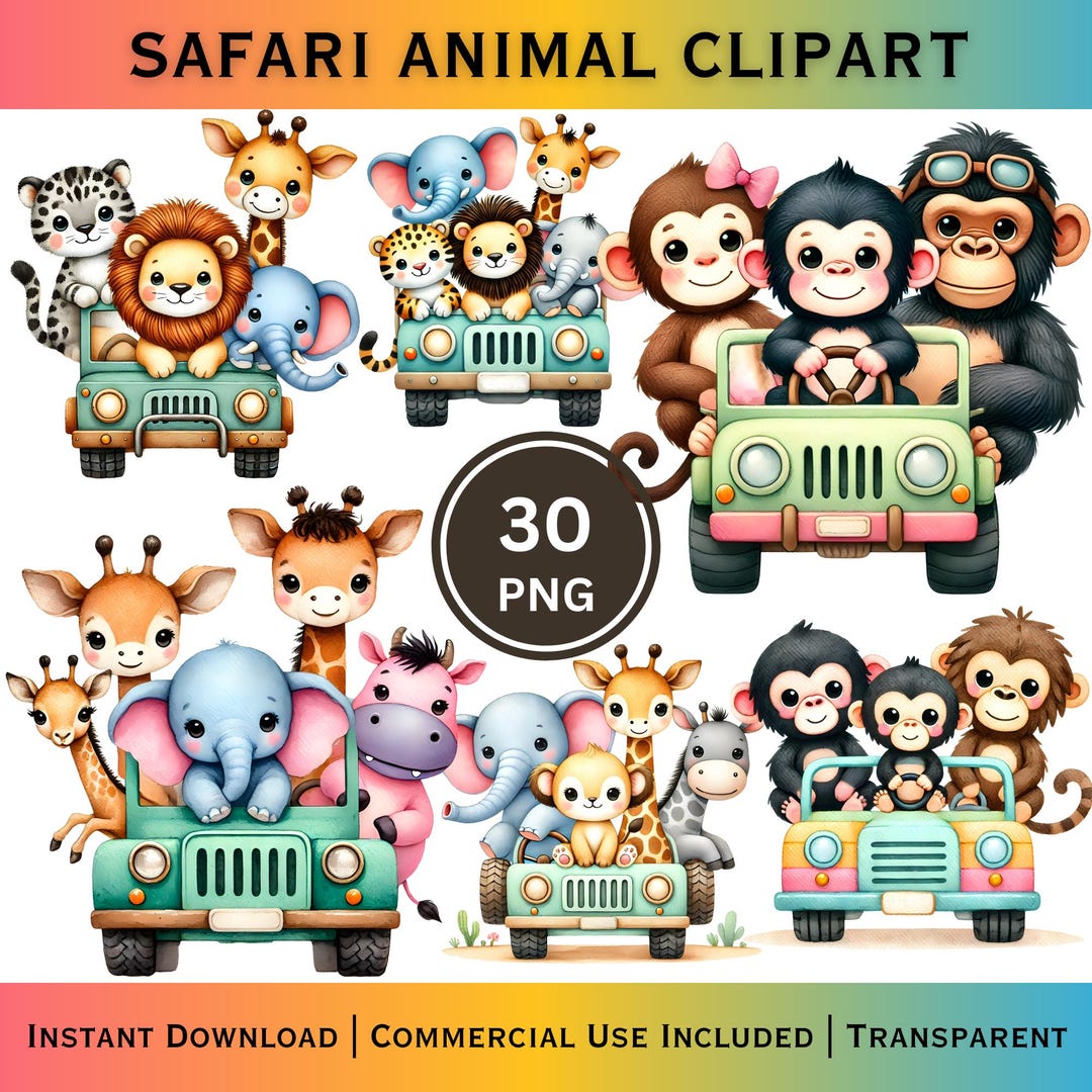 Safari Animal Clipart Bundle Jungle Animals PNG - Etsy