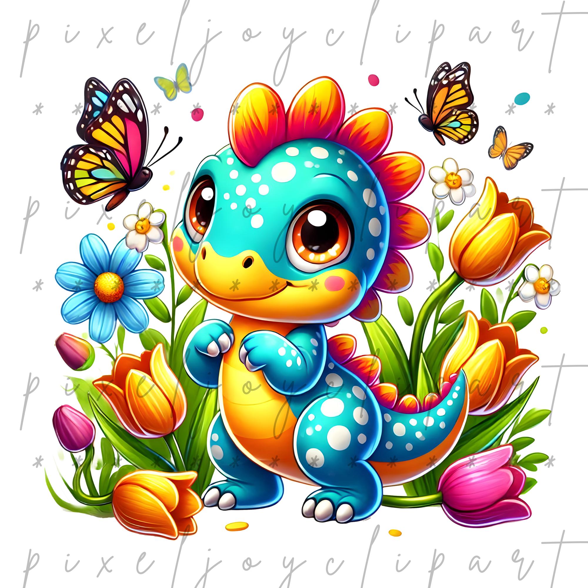 Spring Dino Png Pastel Clipart, Baby Dinosaur Png Nursery Art - Etsy