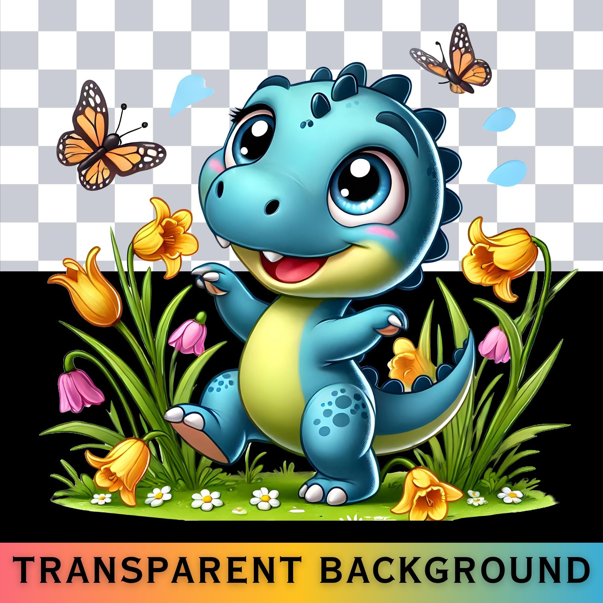Spring Dino Png Pastel Clipart, Baby Dinosaur Png Nursery Art - Etsy