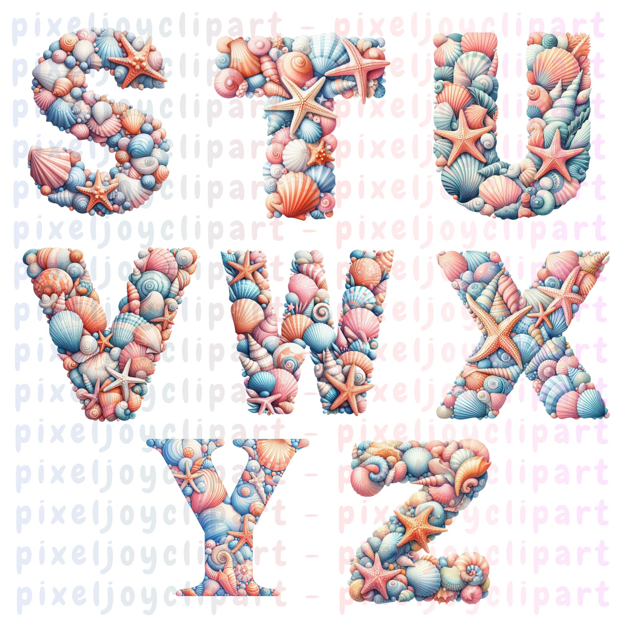 Sea Sponge Letters Beach Alphabet Set, Seashell Letter PNG, Printable Digital Letters - Etsy