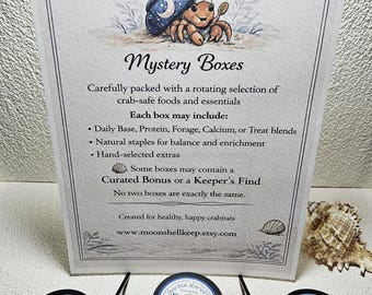 Moonshell Keep Hermit Crab Food Mystery Box: Daily Base, Protein, Forage, Calcium, Treats