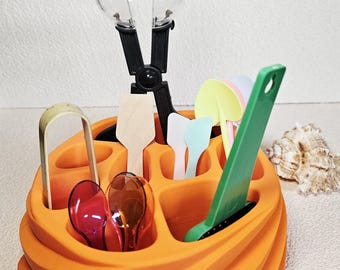 Hermit Crab Feeding Tool Organizer | 3D Printed Crabitat Prep Station | Multi-Compartment Scoop & Tongs Holder