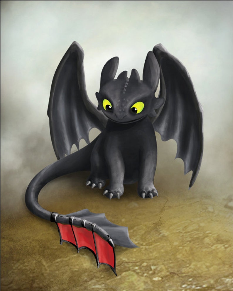 Toothless Inspired Dragon How To Train Your Dragon Printable Etsy