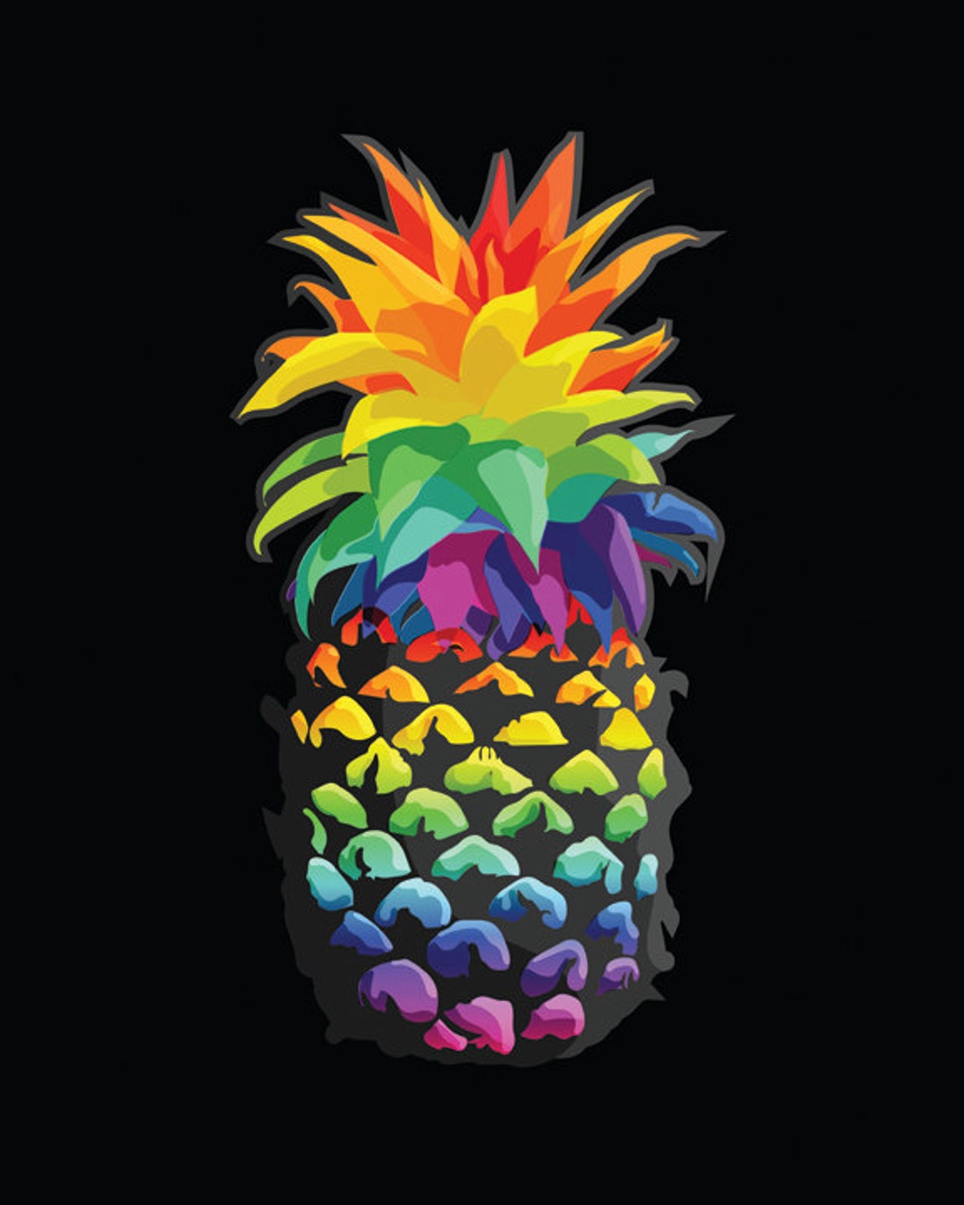 Art Print Pineapple Rainbow Fruit. Instant Download Etsy