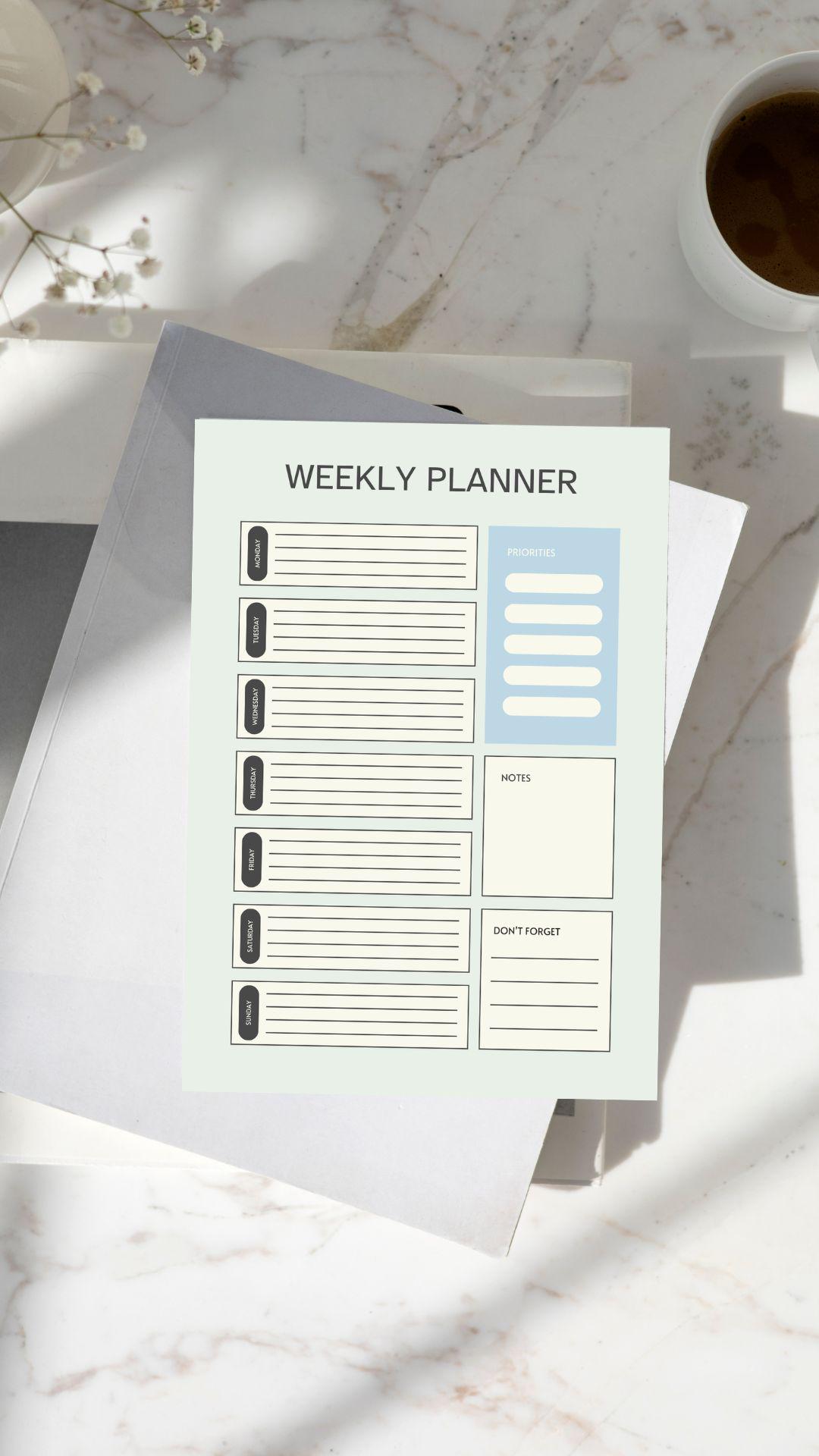 A4 Weekly Planner Printable | Reusable PDF | Undated Weekly Layout - Etsy