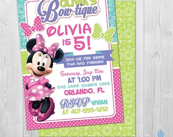 Minnie Bowtique Invitation, Minnie Mouse Invitation 1st 2nd 3rd Birthday Invitation Printable Minnie Mouse Party Invite, First Second Third