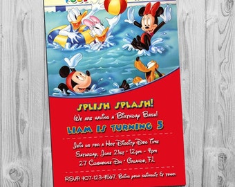 Mickey Mouse Pool Party Invitation | Printable Birthday Invite | More Mickey and Minnie Invitations Available in our Shop