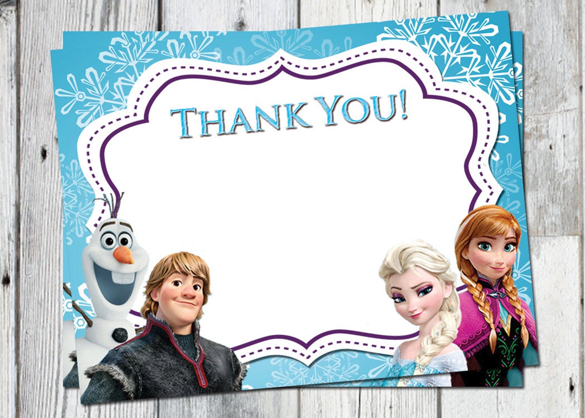 Frozen Thank You Cards Printable Frozen Thank You Card Teal Etsy