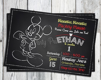 Mickey Mouse Invitation, Mickey Mouse 1st Birthday Invitation, Mickey Mouse Invitation Printable, Mickey Mouse Birthday Invites, Printable