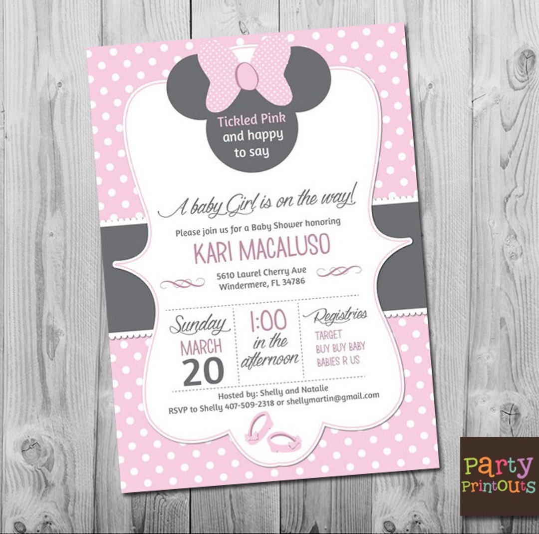 Minnie Mouse Baby Shower Invitations, Minnie Baby Shower Invitation ...
