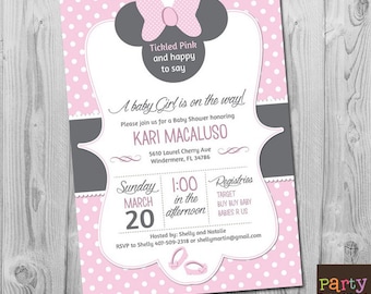 Minnie Mouse Baby Shower Invitations, Minnie Baby Shower Invitation, Minnie Mouse Baby Shower Invites, Printable