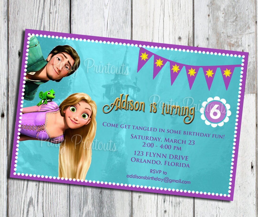 Rapunzel Tangled Invitation, Printable, for Tangled Themed Birthday ...