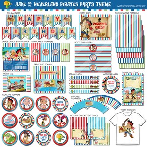 Jake Printables | Jake and the Neverland Pirates | Printable Birthday Party Package | Kit | Blue Green Red | Invitation Available to Match