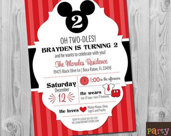 Mickey Mouse Invitation, Printable Mickey Mouse Invitation, Oh Twodles Invitation, Mickey 2nd Birthday, Mickey Mouse Invitation Printable