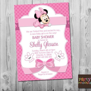 Baby Minnie Invites Baby Minnie Invitation Baby Minnie Mouse Baby Shower Baby Minnie Mouse Invitation Baby Minnie Mouse Invites Pink Digital