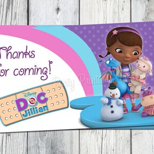 Doc McStuffins Favor Tags: Printable Dr. Mc Stuffins Birthday Party Thank You Tag for Favor Bags, Party Printables and invitation Available