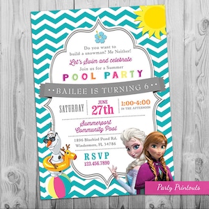 Gefrorener Pool-Party-Einladung, Gefrorener Pool-Party einladen, Gefrorener Sommer-Geburtstagseinladungen, Einladung zur Pool-Party - Printable