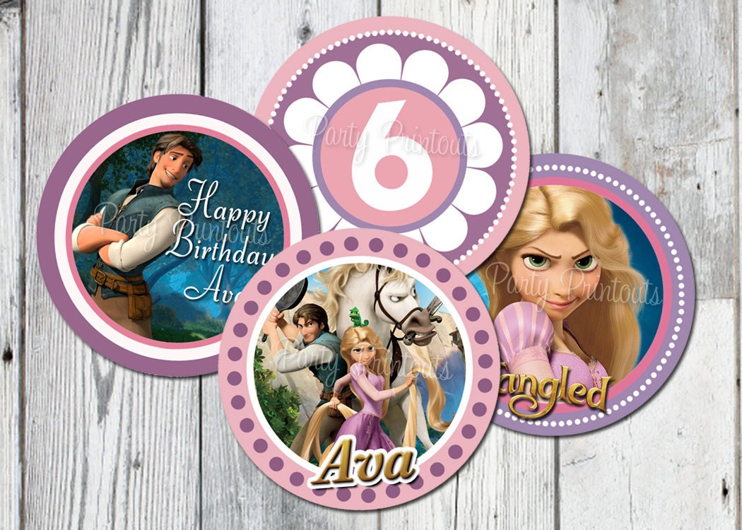 Tangled Cupcake Toppers Printable for Rapunzel Themed Birthday Party Tangled Invitations and other Printables available