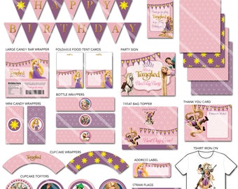 Tangled Party Decorations, Tangled Birthday Party Package,  Tangled Printable Party Pack, Rapunzel Party Decorations