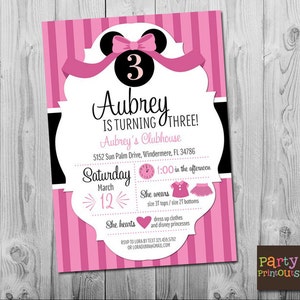 Minnie Mouse Invitation, Minnie Mouse Birthday Invitation, Minnie Mouse 3rd Birthday Party Invitation Printable