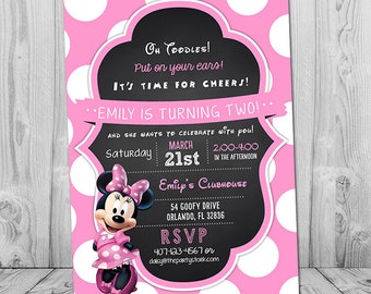 Minnie Mouse Invitation Pink Printable Minnie Mouse Invitation Pink Minnie Mouse Invitation 2nd Birthday Minnie Mouse Birthday Invitation