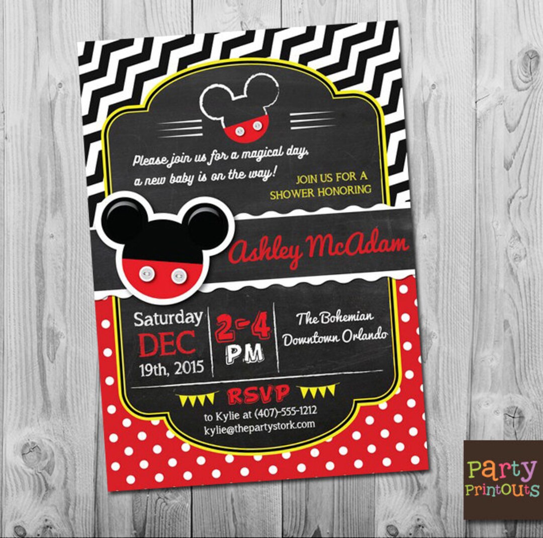 Mickey Mouse Baby Shower Invitations, Mickey Mouse Baby Shower, Mickey