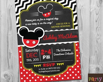 Mickey Mouse Baby Shower Invitations, Mickey Mouse Baby Shower, Mickey Baby Shower Theme Ideas, Baby Shower Invites, Printable Invitation