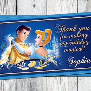 Cinderella Favor Tags, Printable, Princess Birthday Party Thank You cards for Gift Bags, Matching Invitation Available