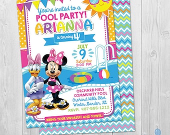 Minnie Mouse Pool Party uitnodiging Minnie Pool Party uitnodiging Minnie Mouse Swim Party uitnodiging Minnie Pool Party uitnodiging zwemmen afdrukbare