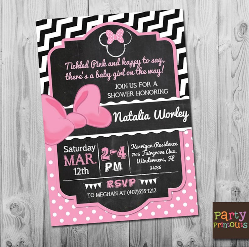 Minnie Mouse Baby Shower Invitation, Minnie Mouse Baby Shower Invites