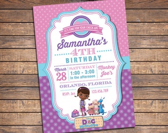 Doc McStuffins uitnodigingen, Doc McStuffins verjaardagsuitnodigingen, Doc McStuffins verjaardagsfeestje uitnodiging, Doc McStuffins nodigt, afdrukbare