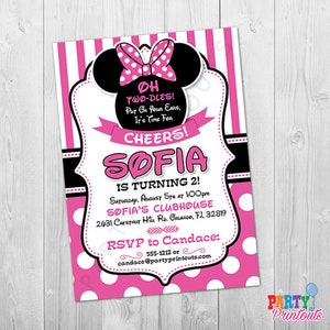 Minnie Mouse Invitation 2nd Birthday, Minnie Birthday Invitation Oh Twodles Invitation, Minnie Mouse Birthday Invitation Two Hot Pink Invite