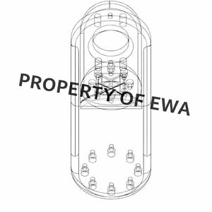 May include: A black and white line drawing of a mechanical part. The part is cylindrical with a series of circular openings and bolt-like features. The text "PROPERTY OF EWA" is diagonally across the image.