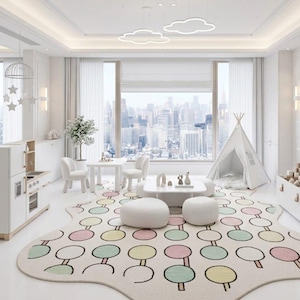 Dywan wełniany, ręcznie tkany, na zamówienie | Nowoczesny dywan o organicznym kształcie, dekoracja salonu (8x10)