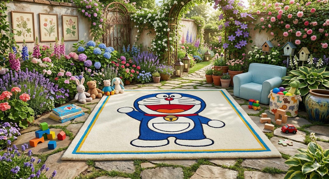 Dora Rug Hand-tufted Doraemon Wool Rug | Kids Playroom, Nursery Decor - Etsy
