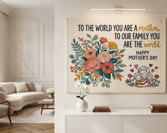 Alfombra de pared floral tejida a mano para el Día de la Madre, decoración bohemia para la sala de estar, regalo para mamá.