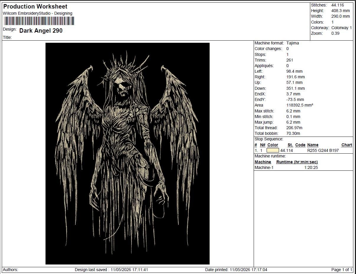 Dark Angel Embroidery Design, Gothic Winged Figure Stitch File (instant ...