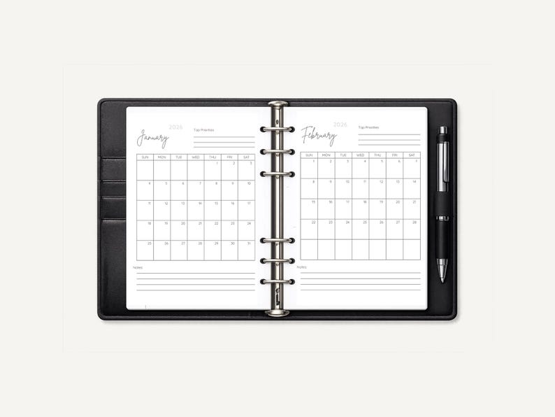 2026 Printable Calendar – Months Only | Portrait Layout | Minimal ...