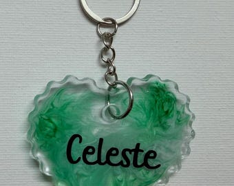 Personalized Heart Resin Keychain